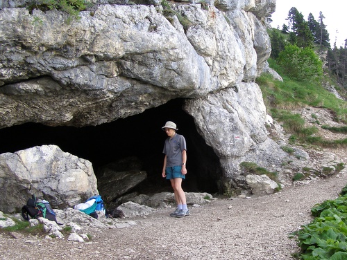Photograph of The entrance to the Trou du Glaz in the west face of Dent de Crolles