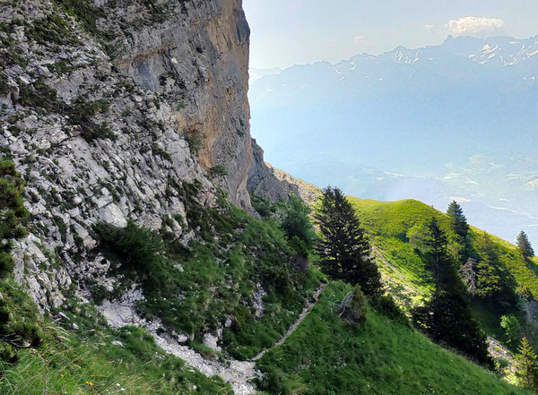 Photograph of the path approaching the base of the Dent de Crolles South Pillar