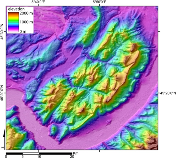 Digital Elevation Model of the Chartreuse massif