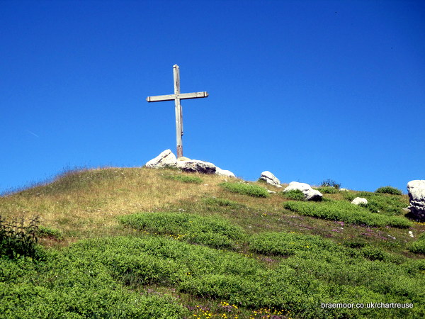 Photograph of the summit cross on le Pinet on l'Alpe