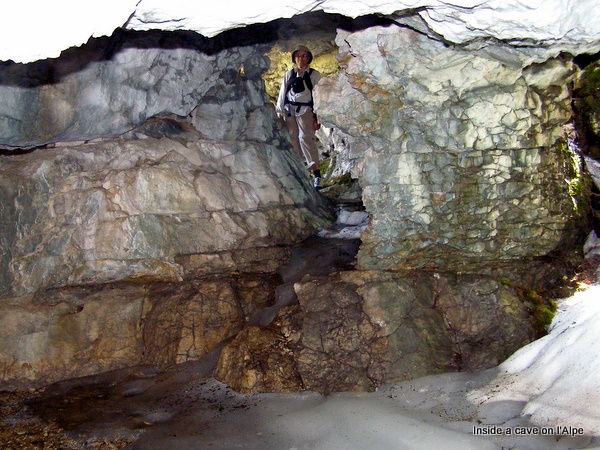 Photograph of inside a cave on l'Alpe